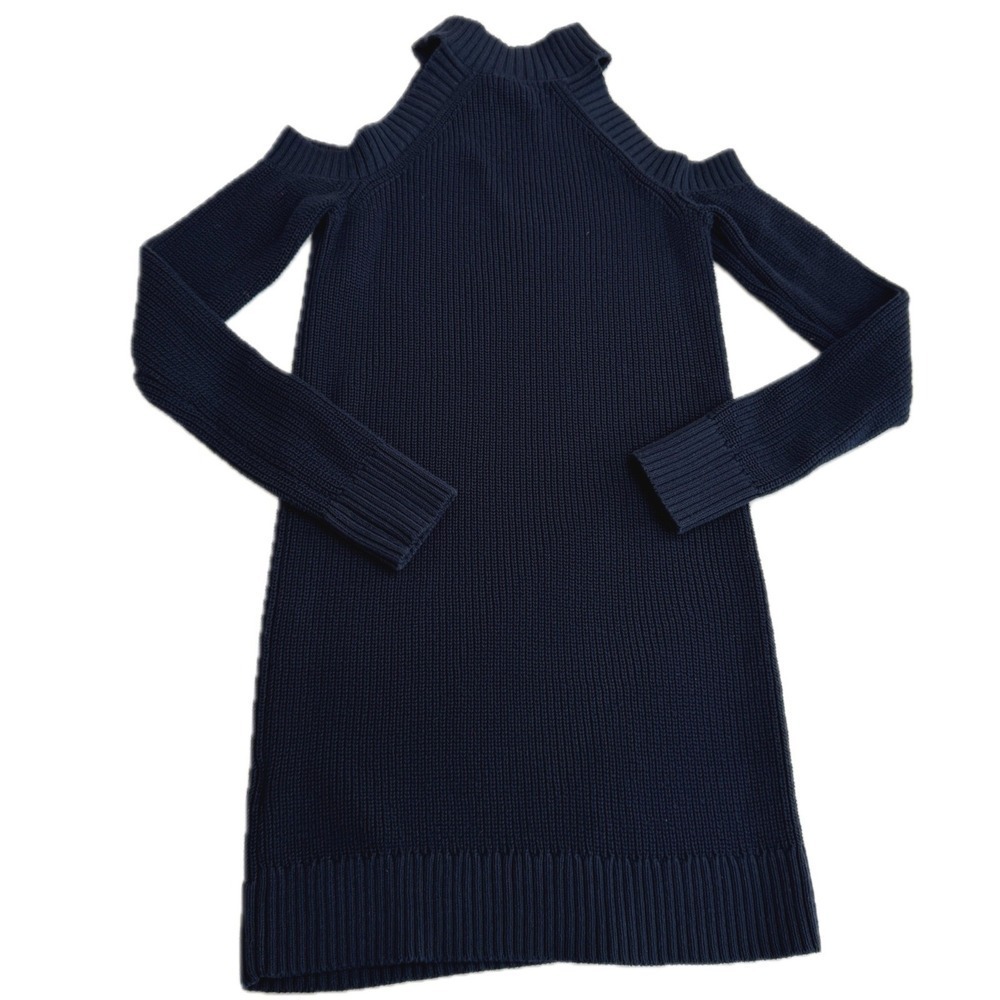 Abercrombie & Fitch Sweater Dress Womens Small Blue Cold Shoulder Knit - Picture 3 of 8